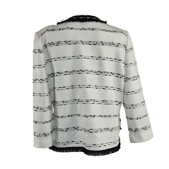 Ming Wang Women's Size XS Striped Blazer Jacket Black White ¾ Sleeve  (42) - Picture 4 of 15